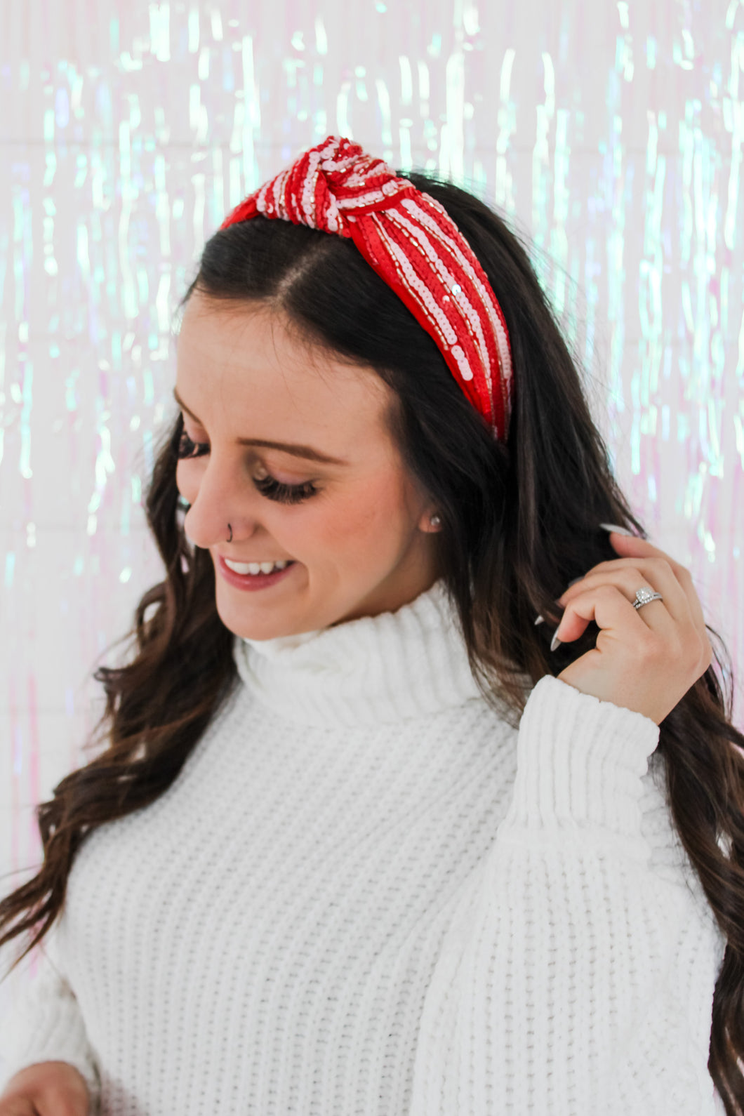 Sequin Striped Knotted Headband