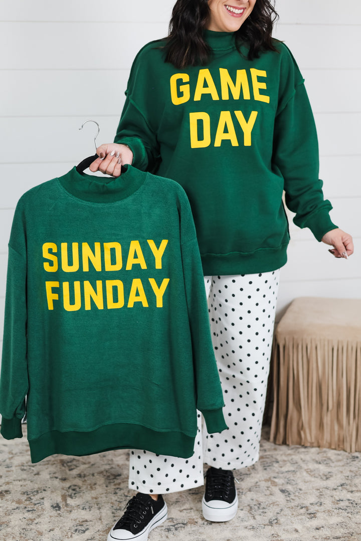GAME DAY/ SUNDAY FUNDAY Reversible Mock Neck Top