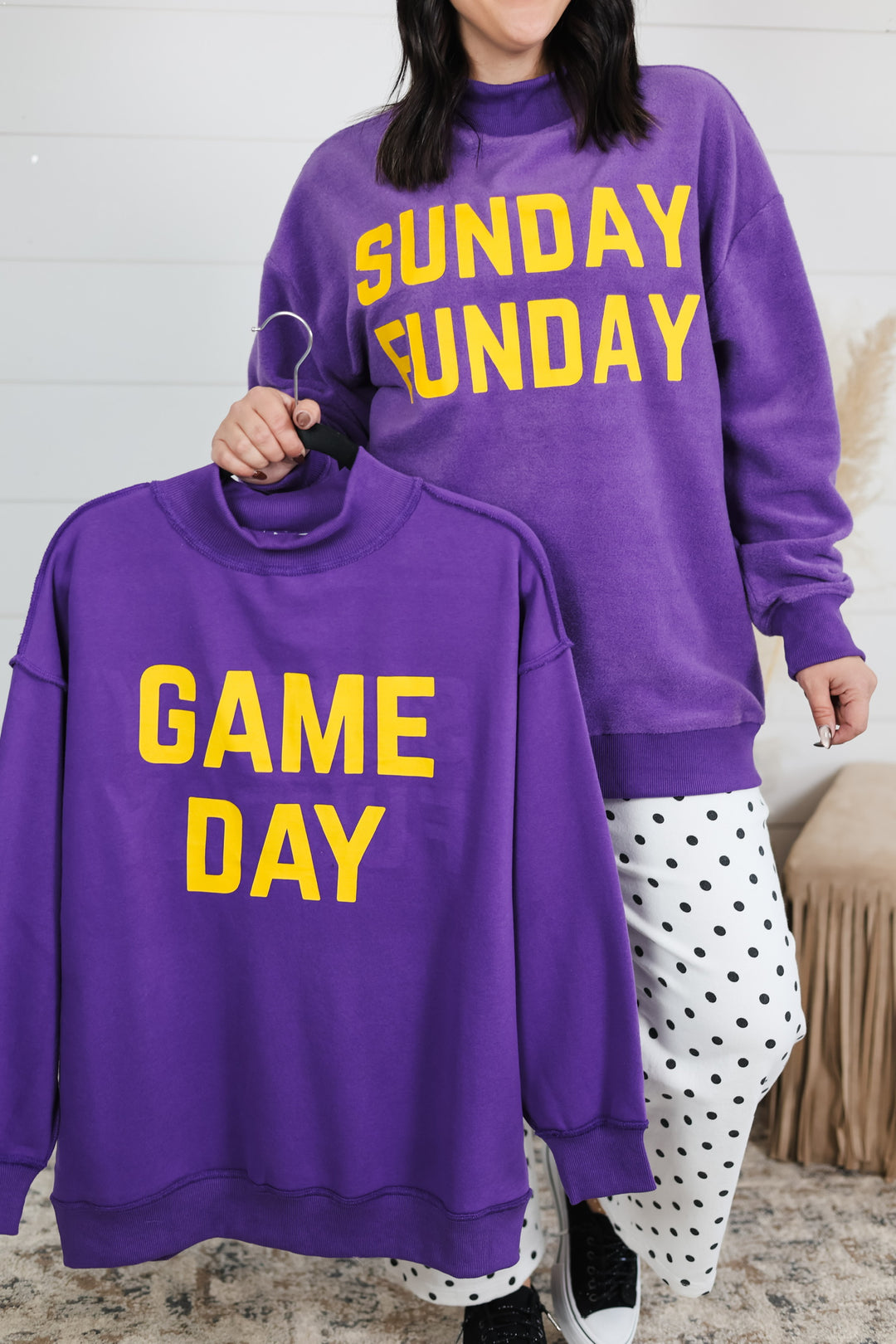 GAME DAY/ SUNDAY FUNDAY Reversible Mock Neck Top