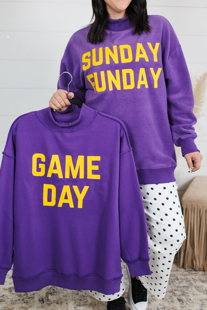 GAME DAY/ SUNDAY FUNDAY Reversible Mock Neck Top