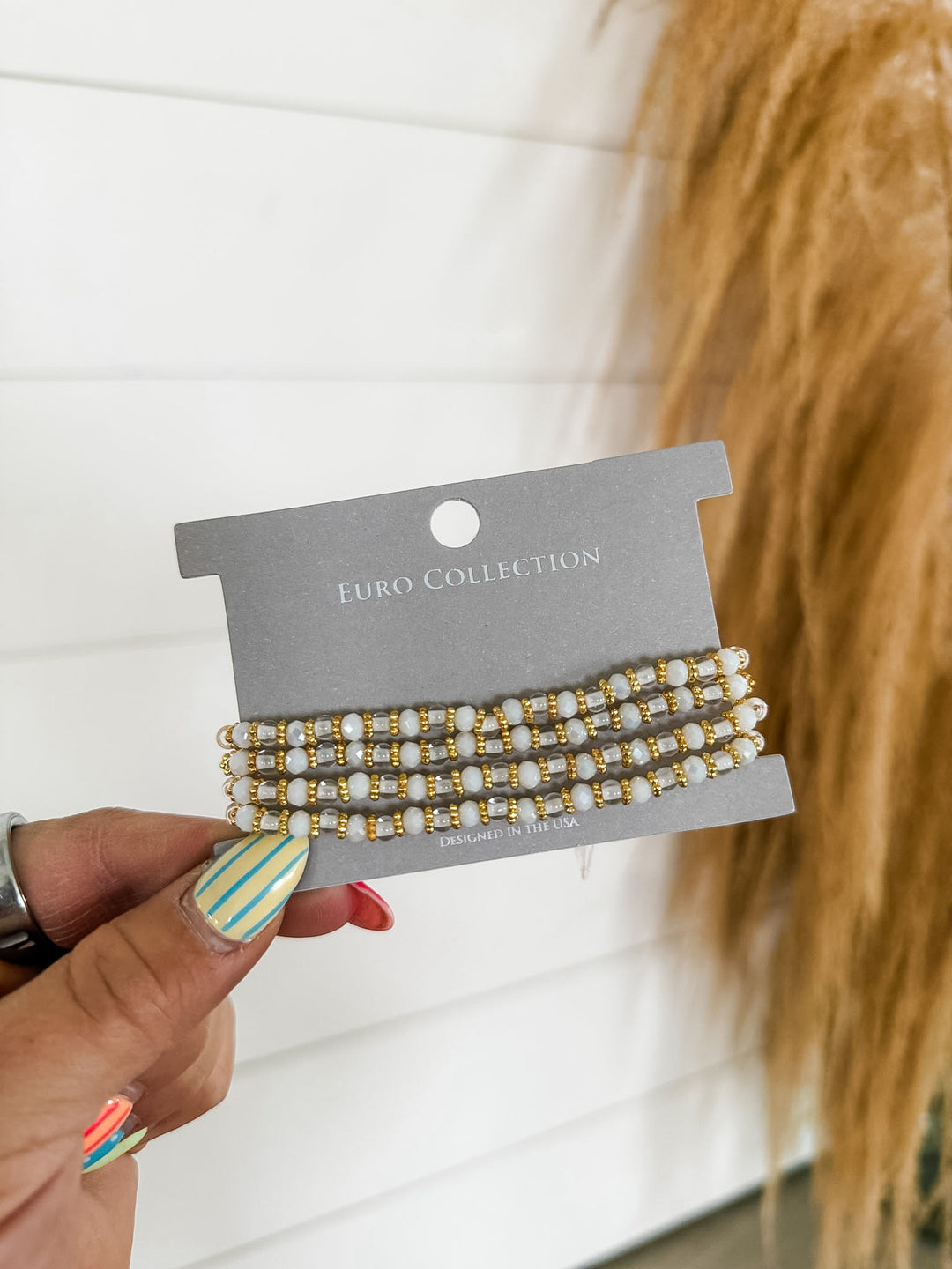 Katie Beaded Bracelet Set-White