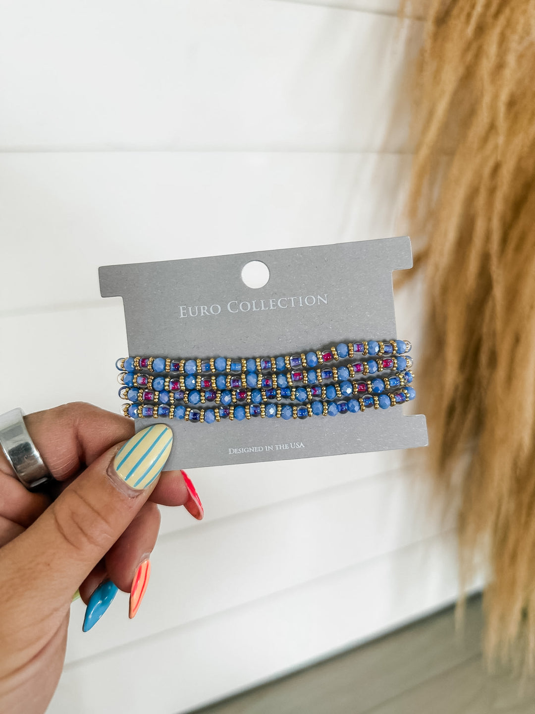 Katie Beaded Bracelet Set-Blue