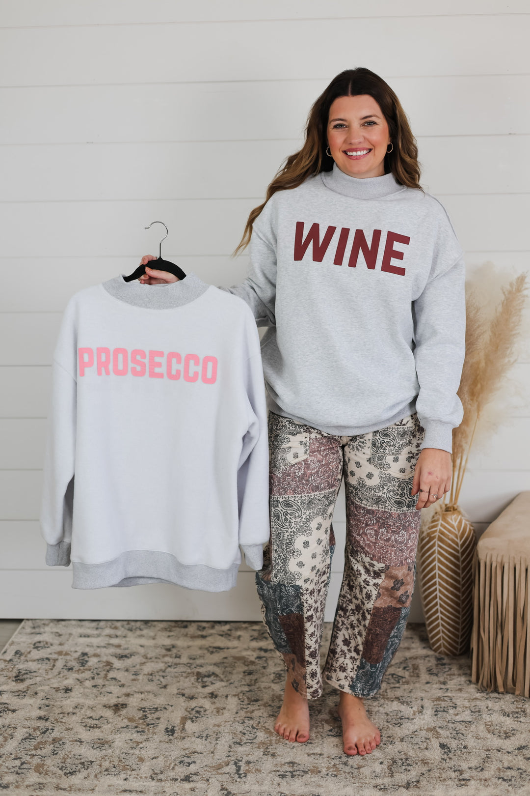 Wine/Prosecco Reversible Mock Neck Top