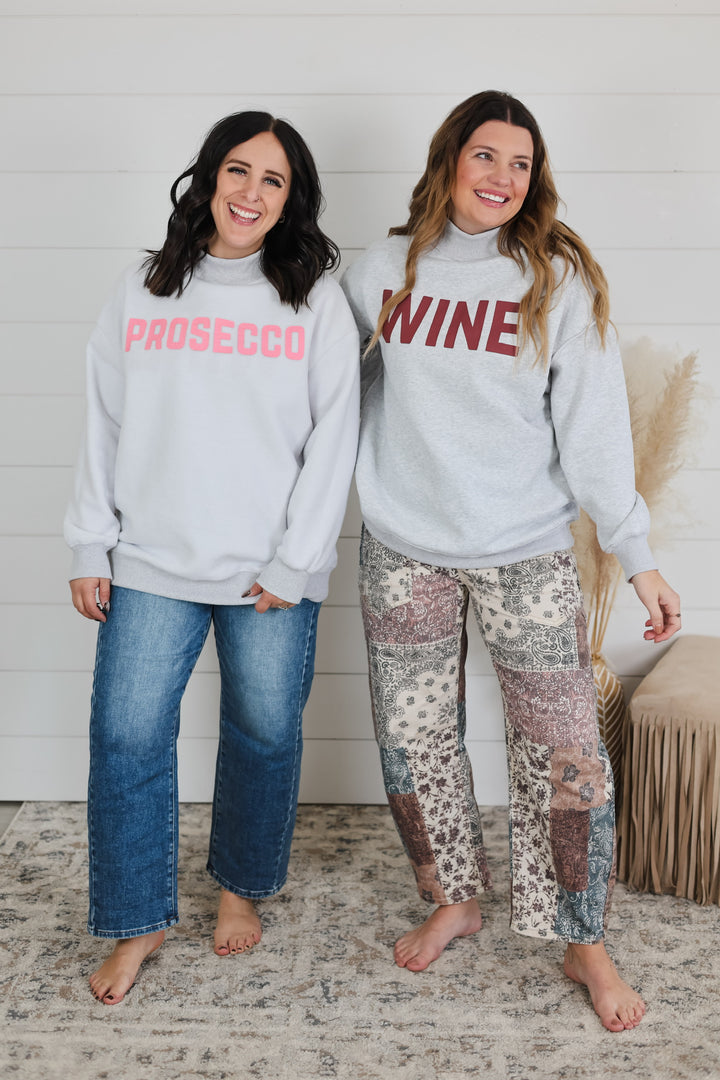 Wine/Prosecco Reversible Mock Neck Top