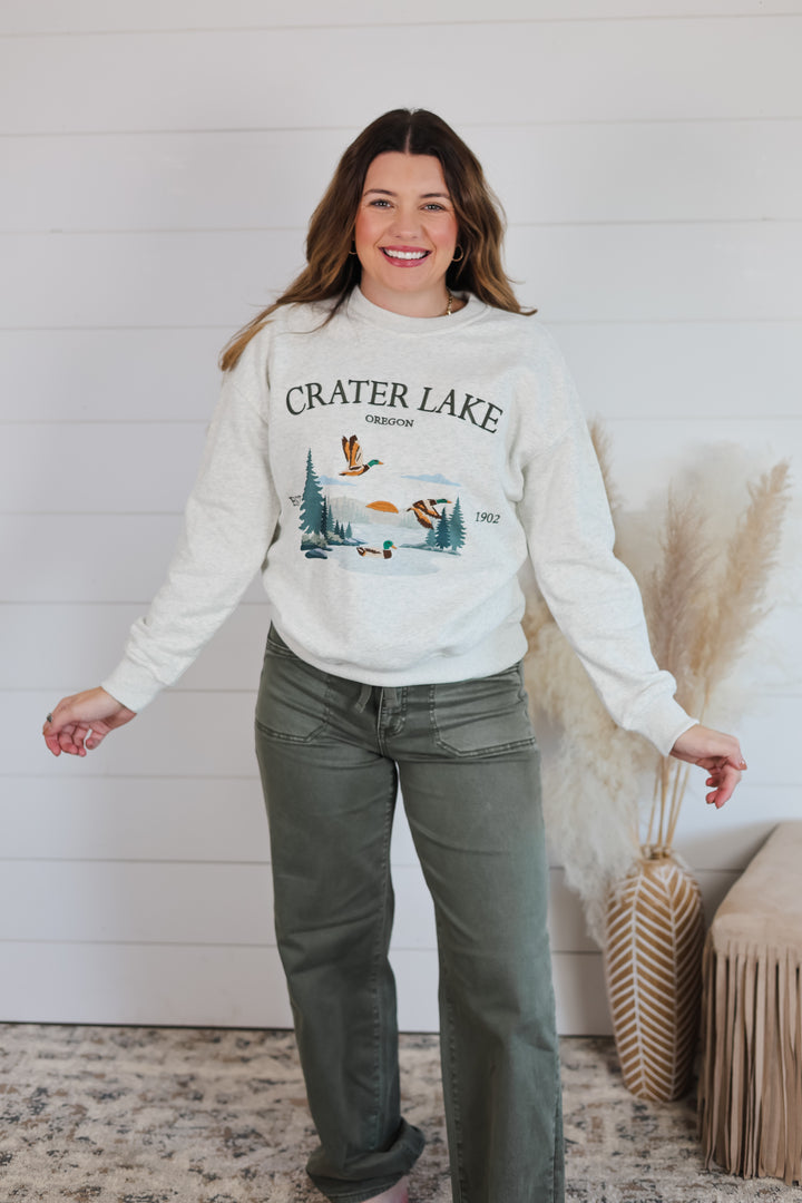 Crater Lake Embroidered Crewneck