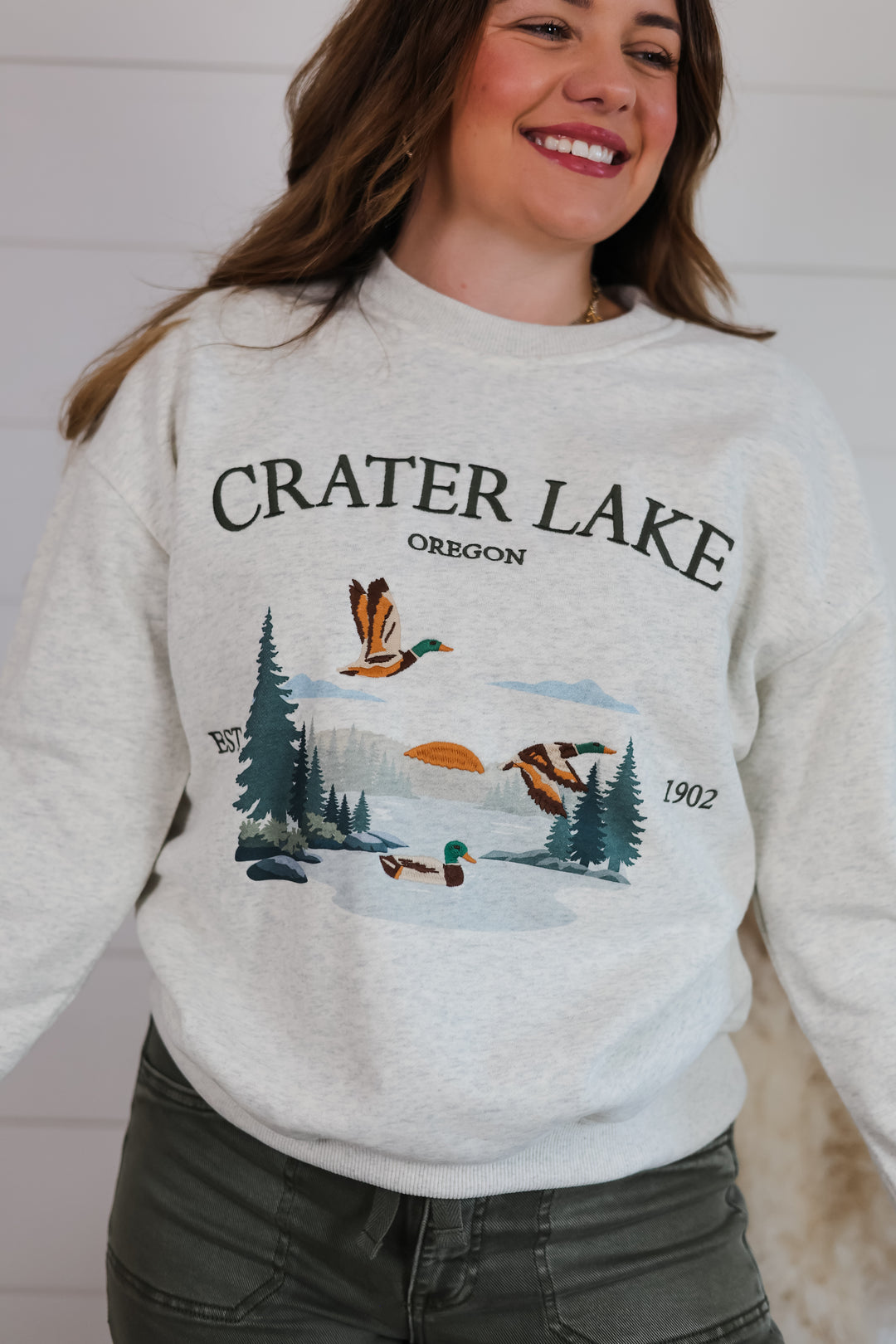 Crater Lake Embroidered Crewneck