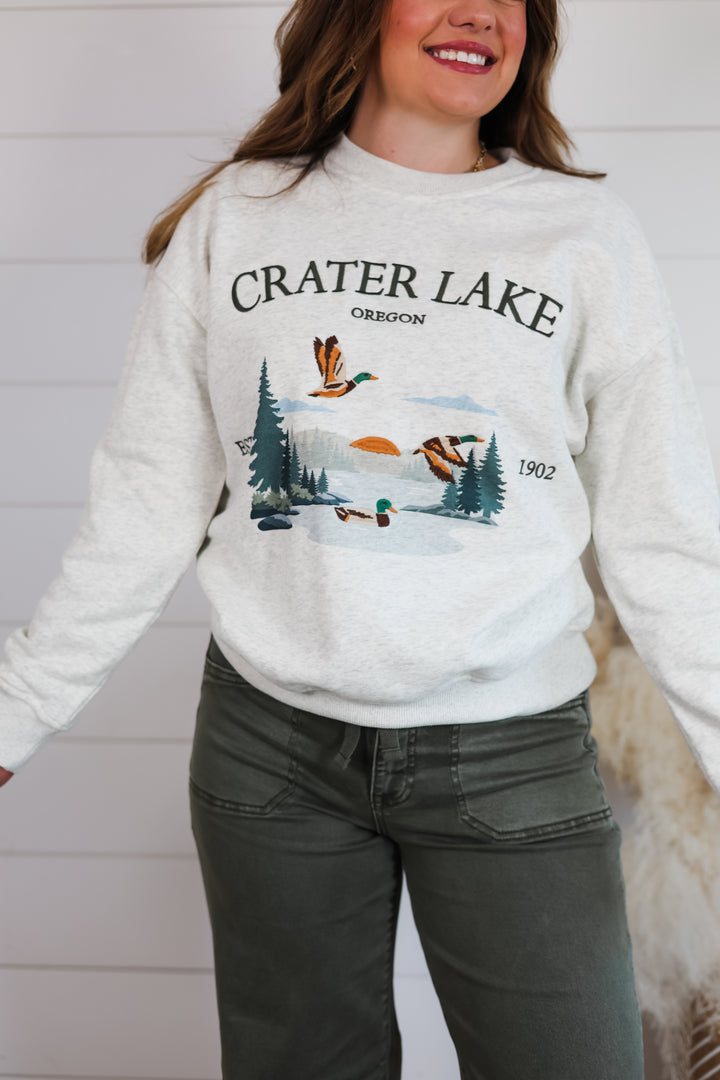 Crater Lake Embroidered Crewneck