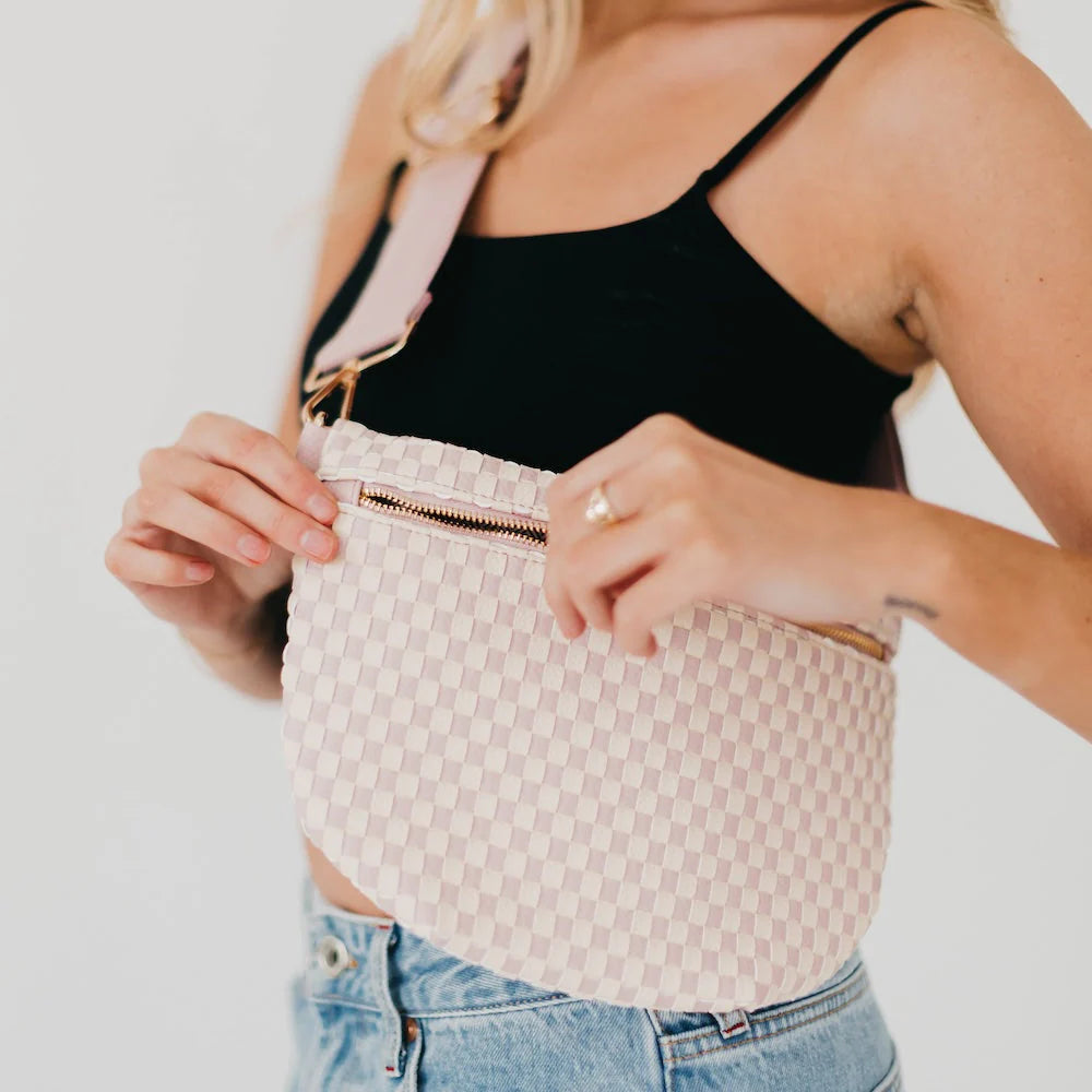 Sonny Woven Bum Bag -  Blush Checkered