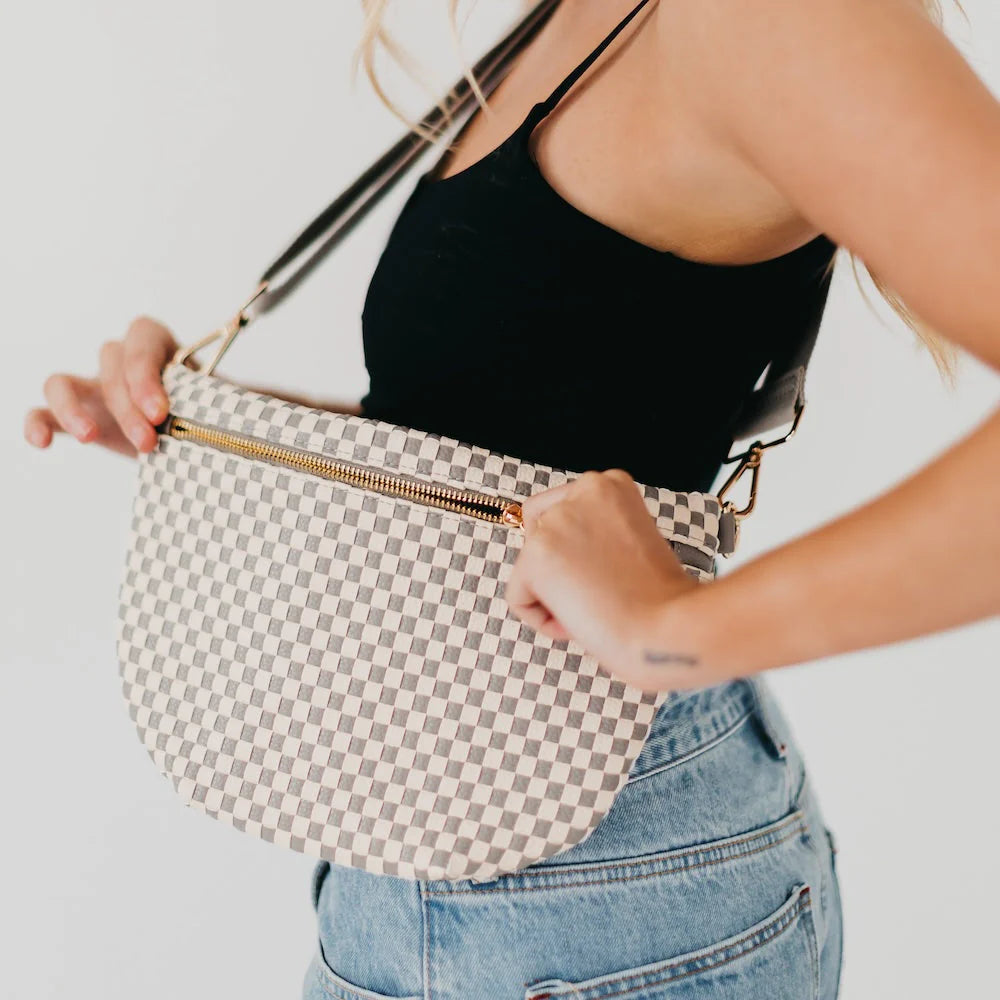 Sonny Woven Bum Bag -  Gray Checkered