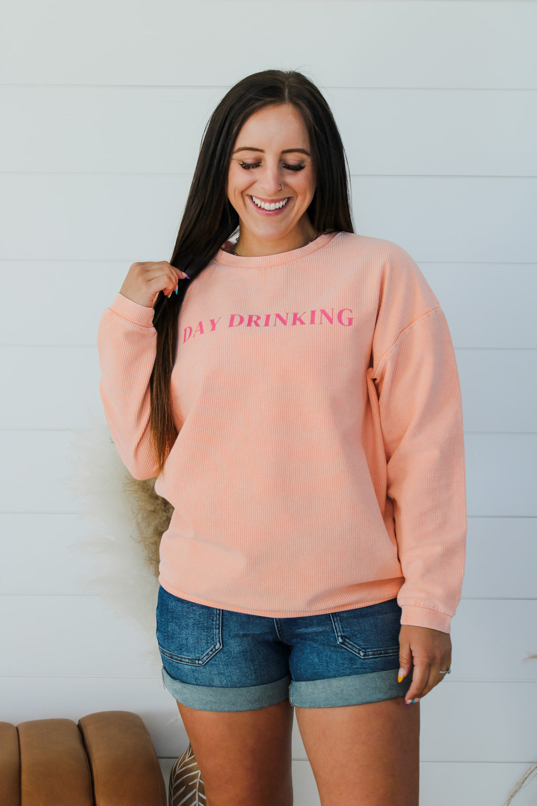 Day Drinking Corded Crew Top