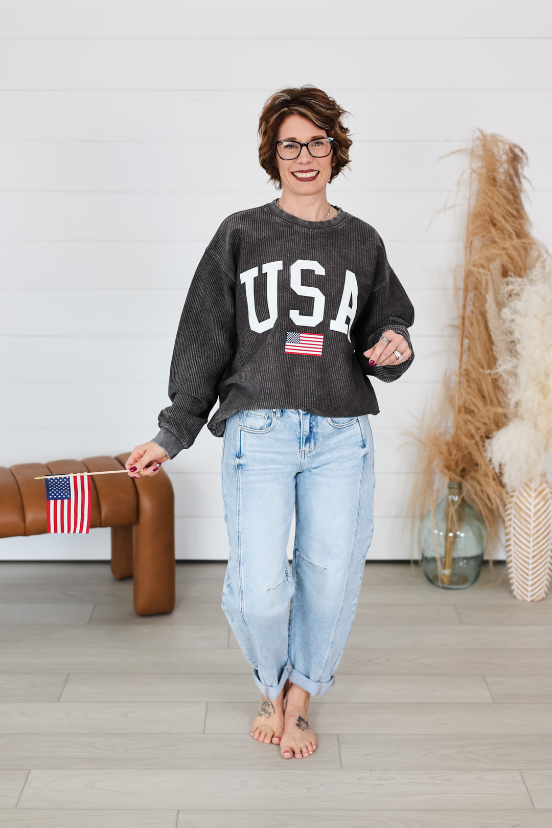 USA Flag Corded Crew