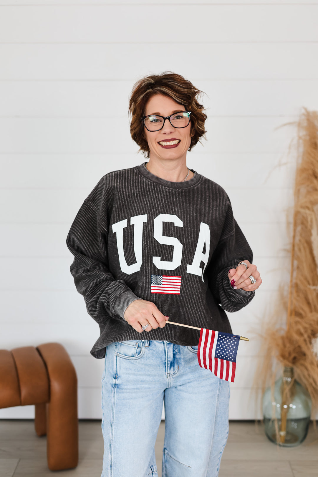 USA Flag Corded Crew