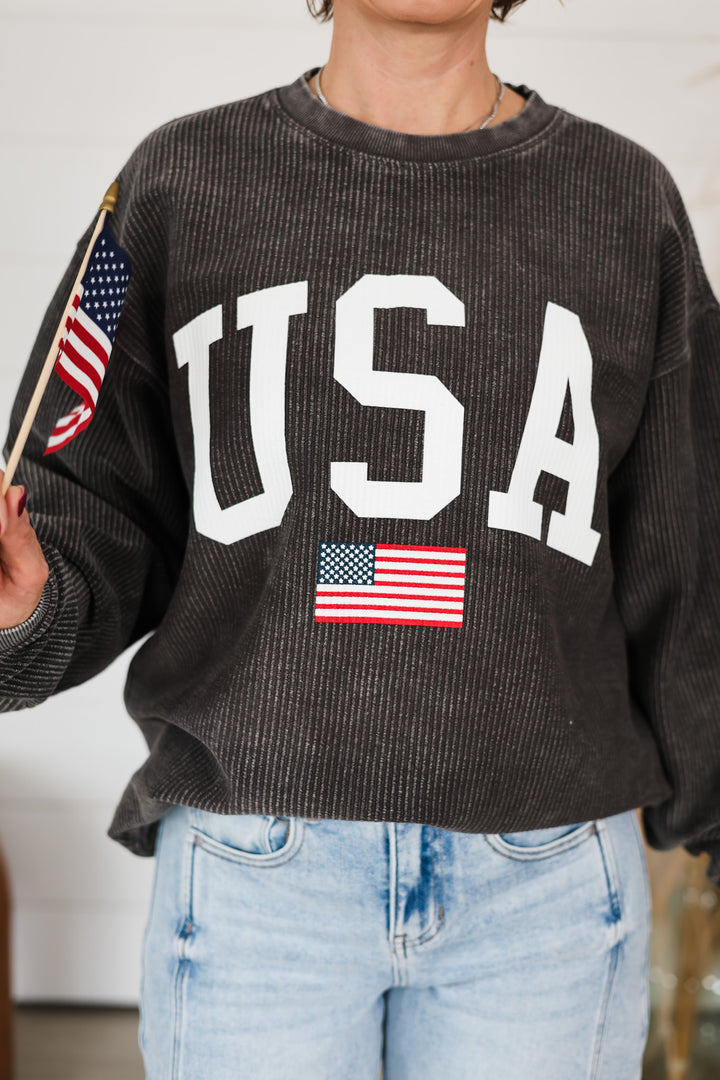 USA Flag Corded Crew