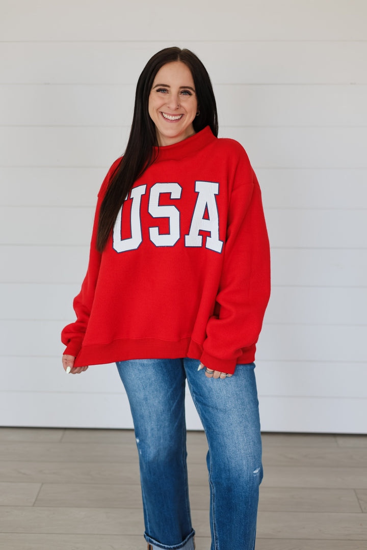 USA & Flag Reversible Mock Neck Top