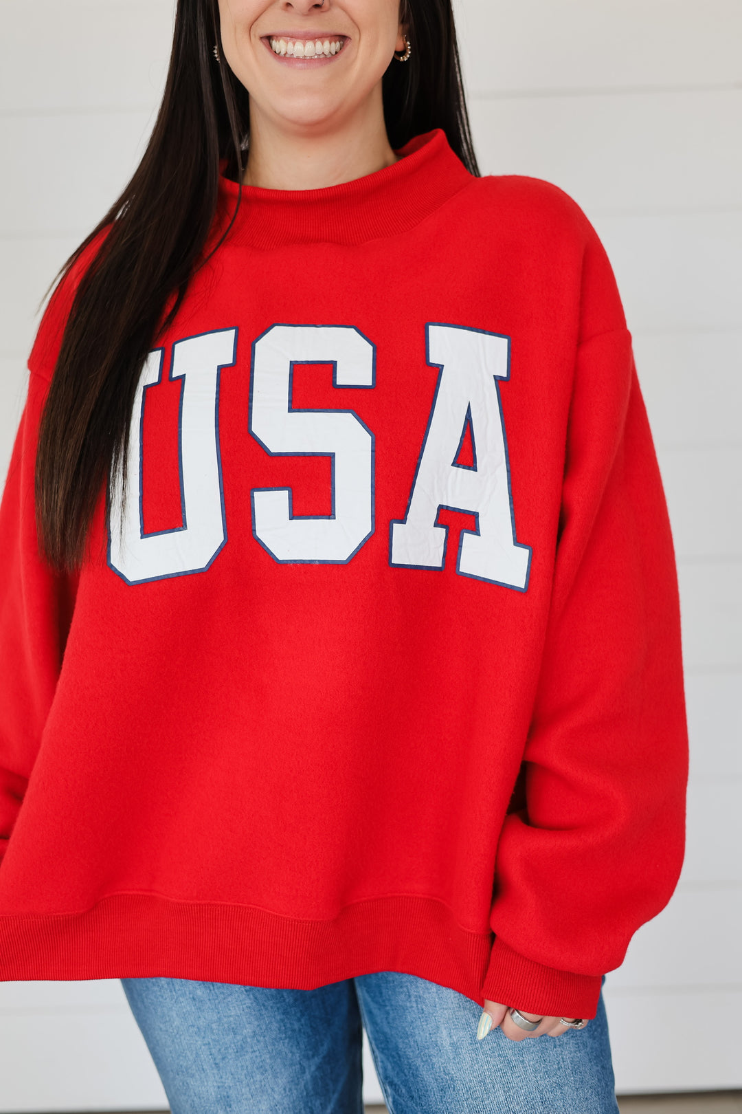 USA & Flag Reversible Mock Neck Top