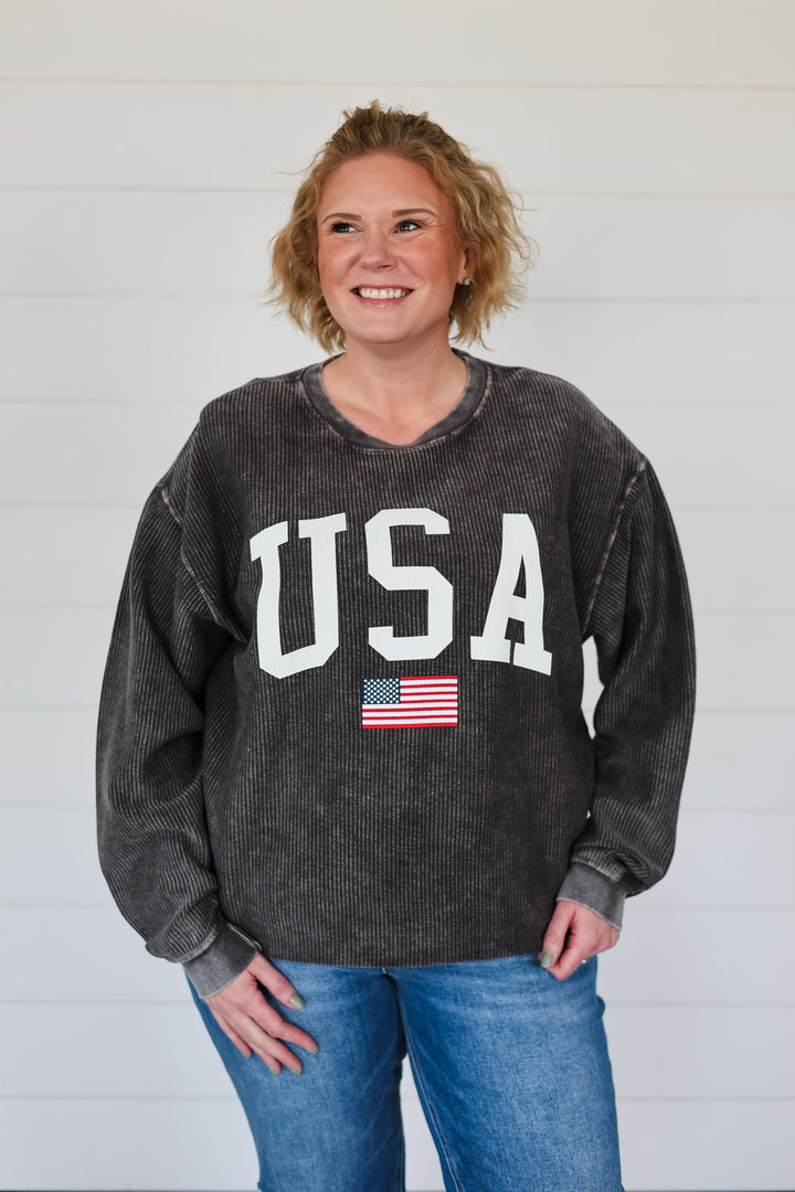 USA Flag Corded Crew