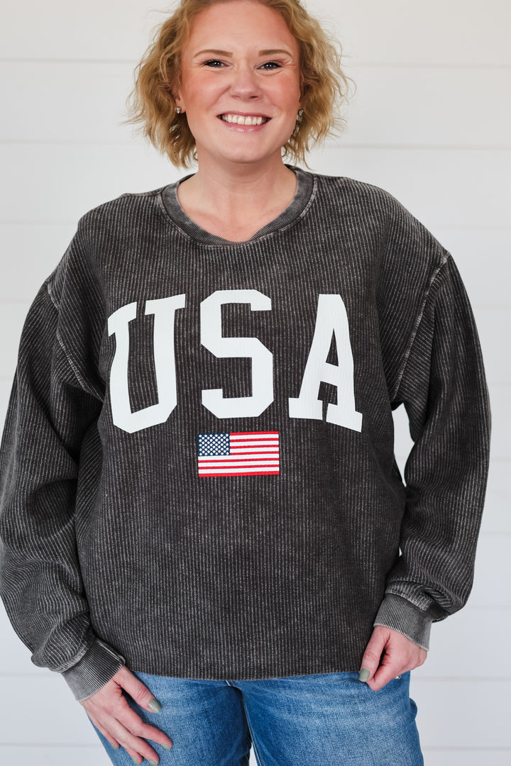 USA Flag Corded Crew