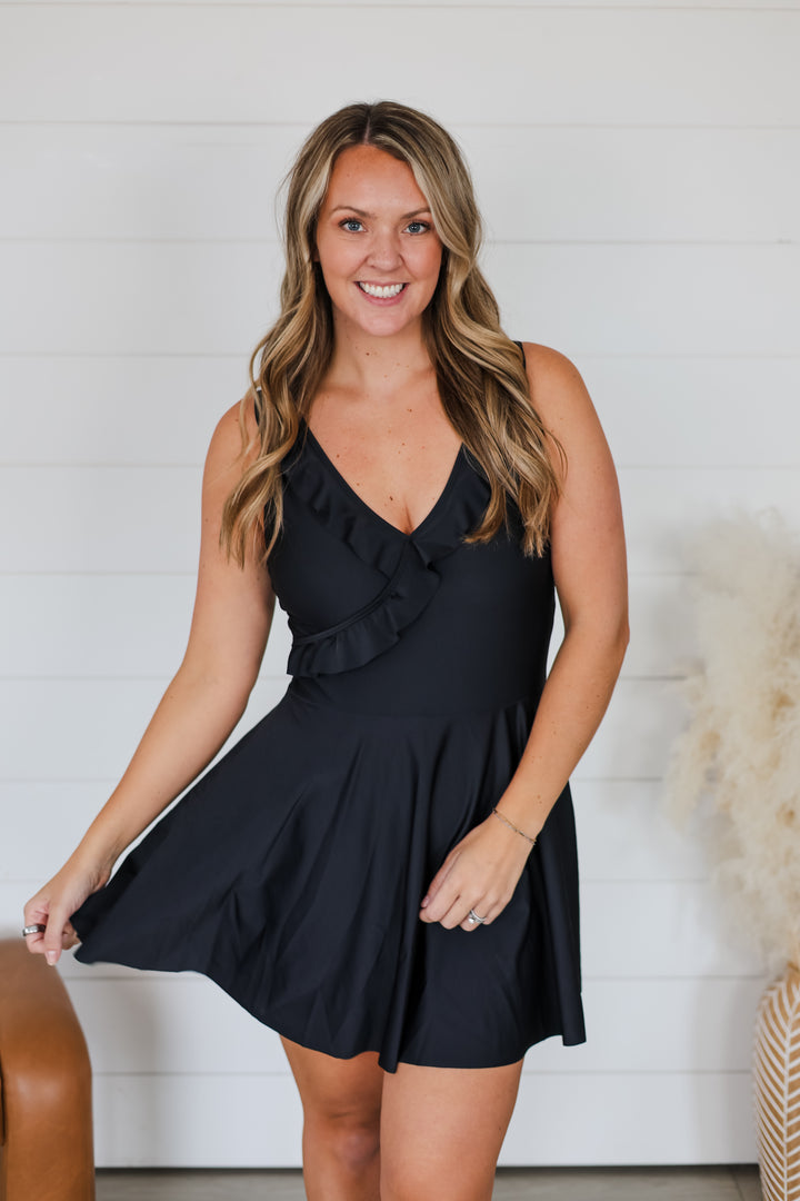 Off To The Coast Ruffle Swim Dress