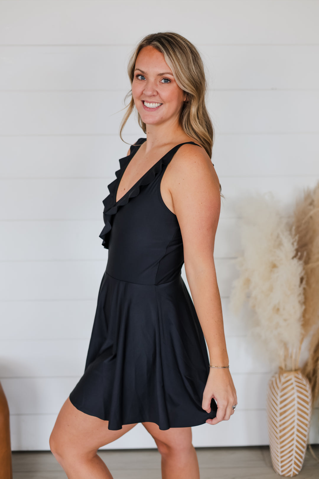 Off To The Coast Ruffle Swim Dress