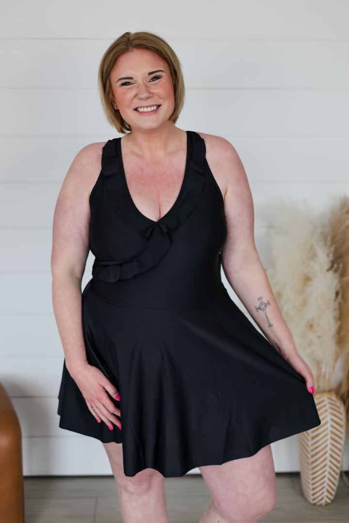Off To The Coast Ruffle Swim Dress