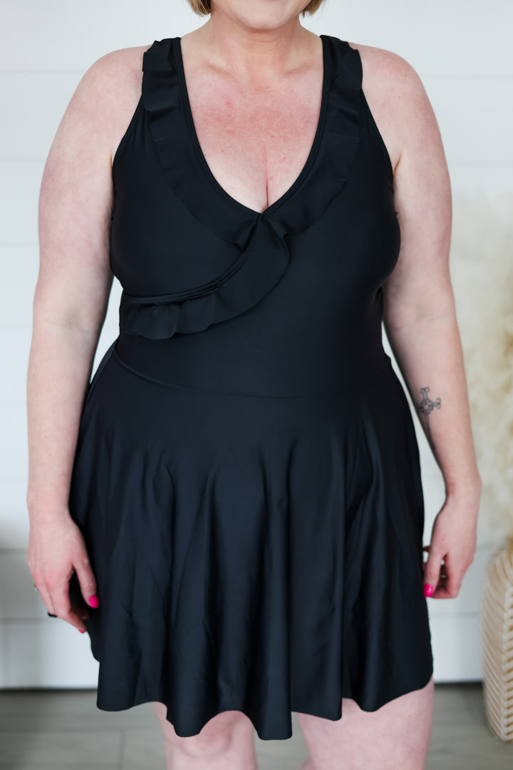 Off To The Coast Ruffle Swim Dress