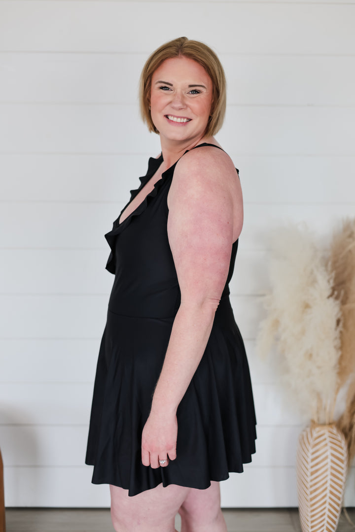 Off To The Coast Ruffle Swim Dress