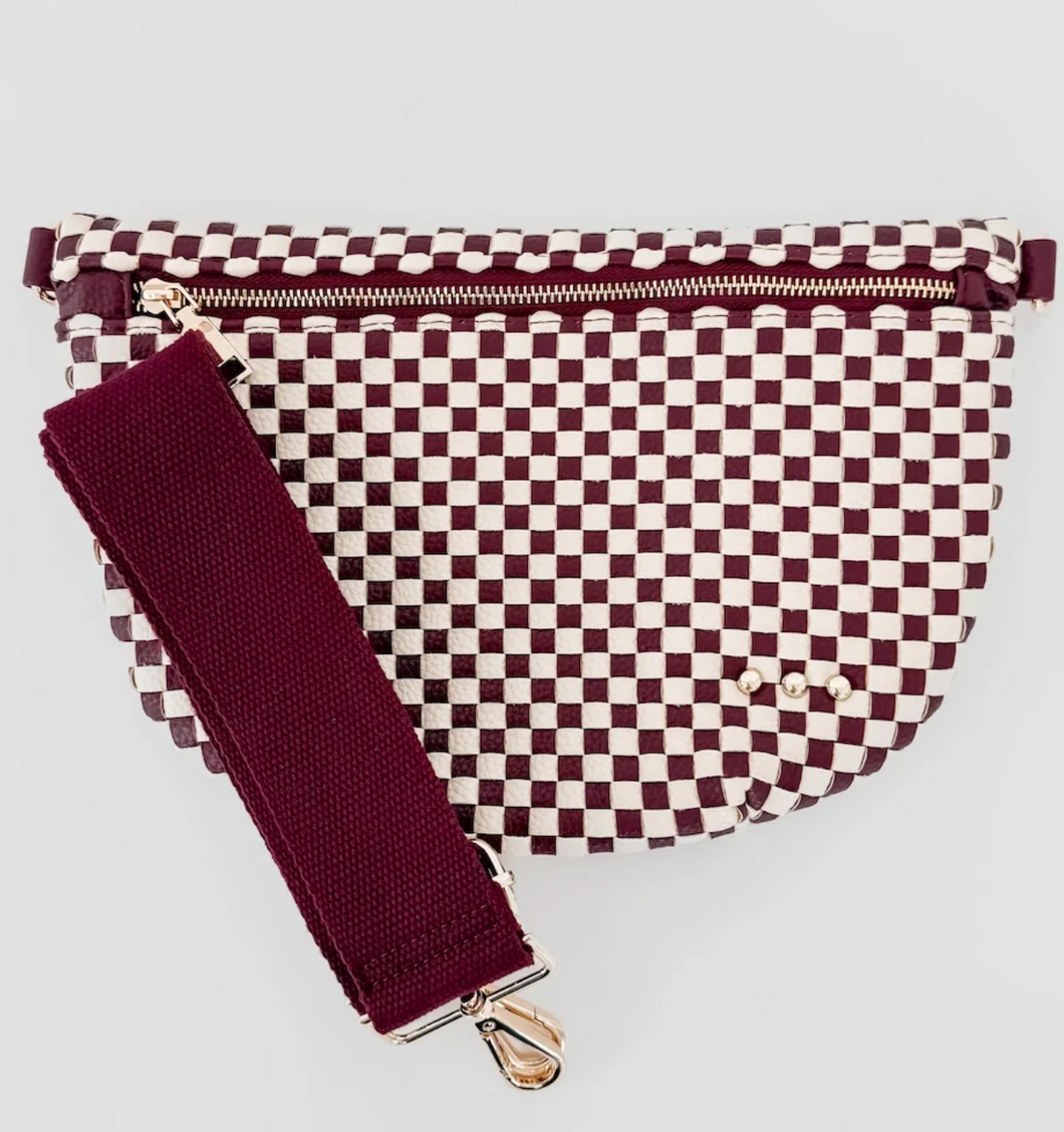 Sonny Woven Bum Bag - Checkered Burgundy