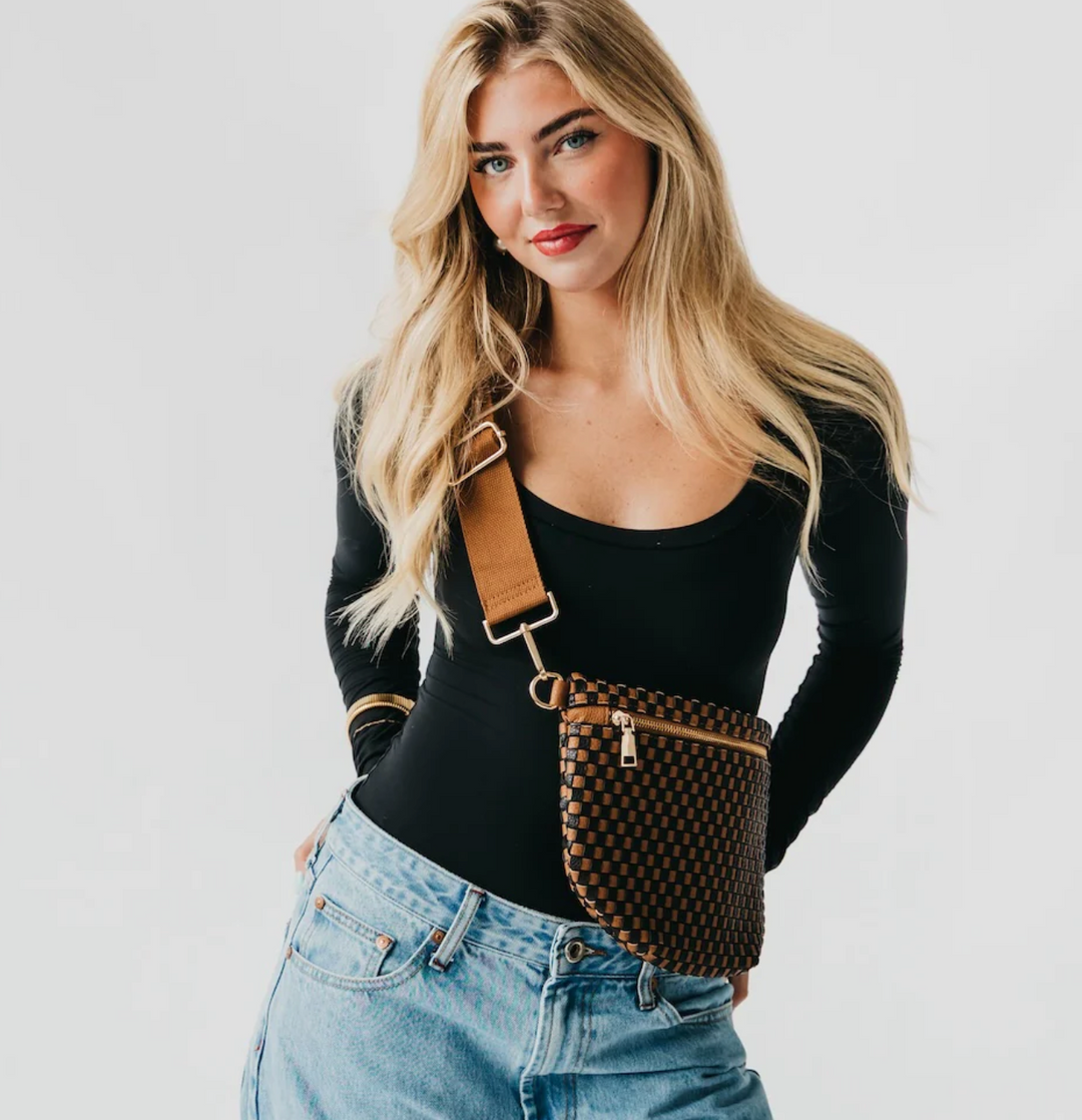 Sonny Woven Bum Bag - Checkered Coffee