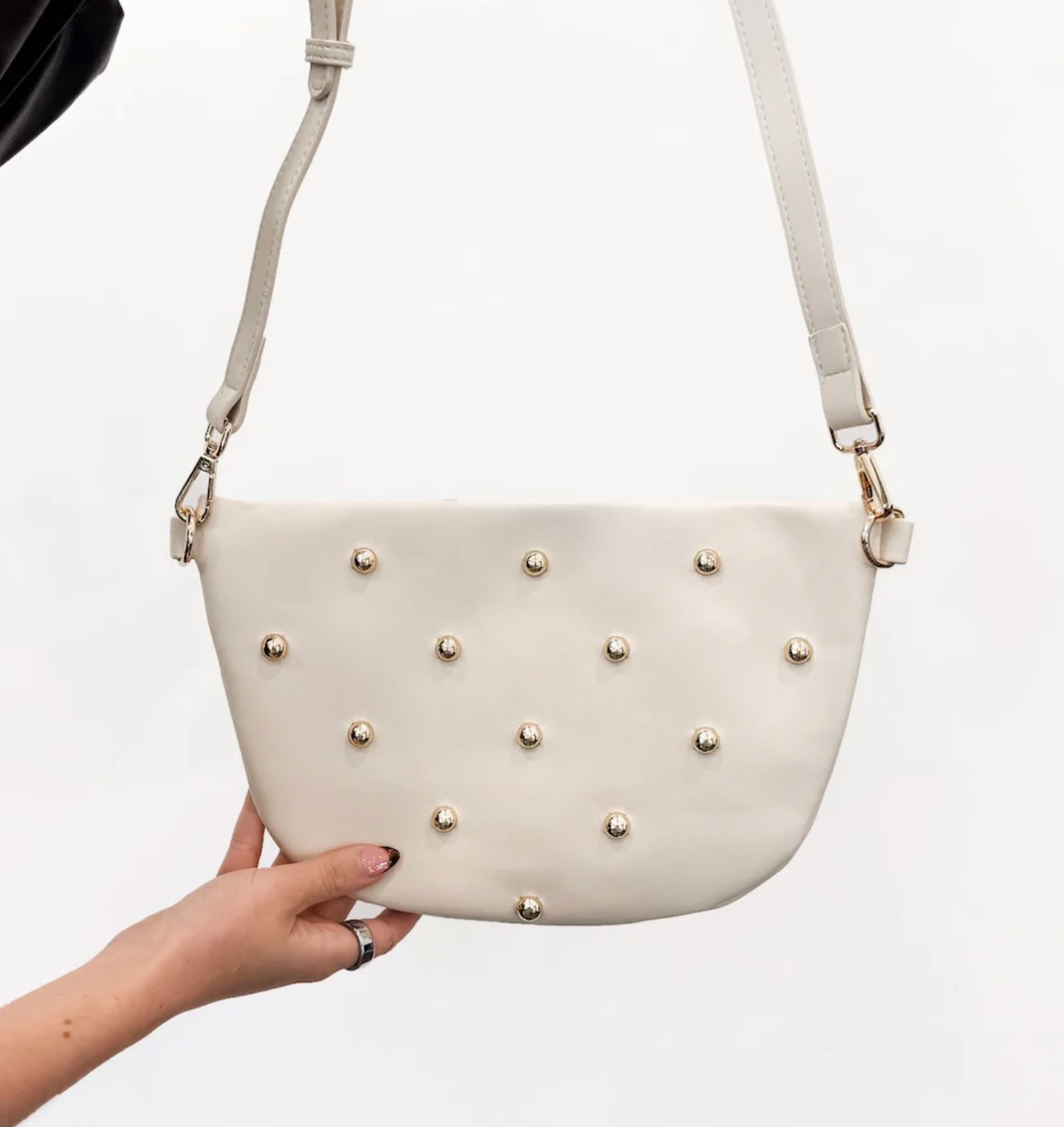 Sonny Woven Bum Bag - Studded Cream
