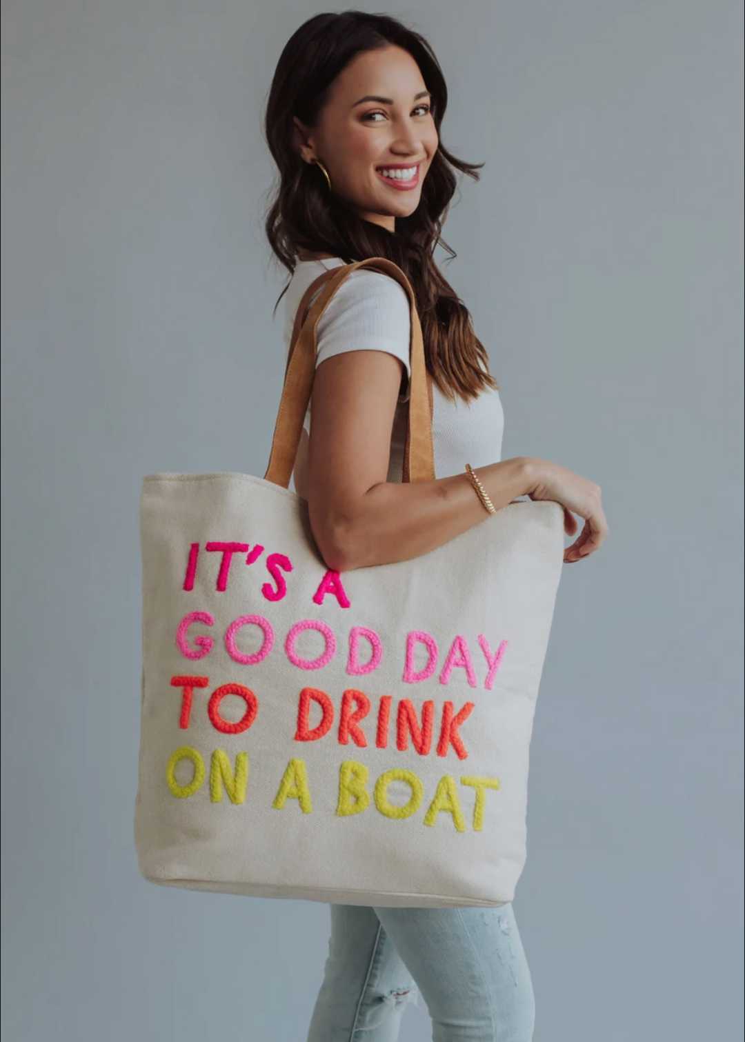 Drink On A Boat Tote - Cream
