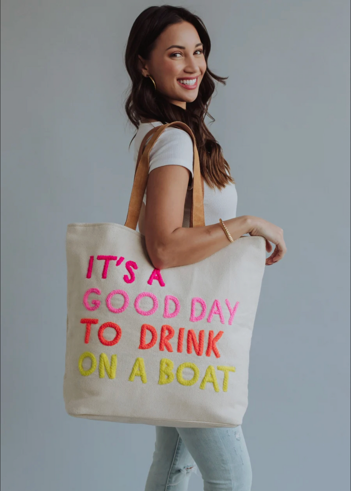 Drink On A Boat Tote - Cream