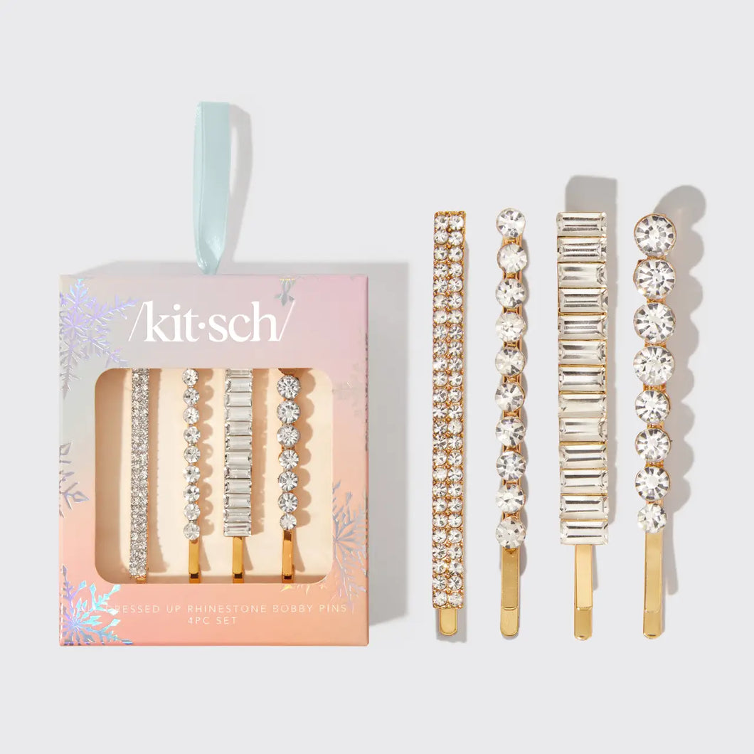 KITSCH: Holiday Rhinestone Bobby Pins 4pc Set