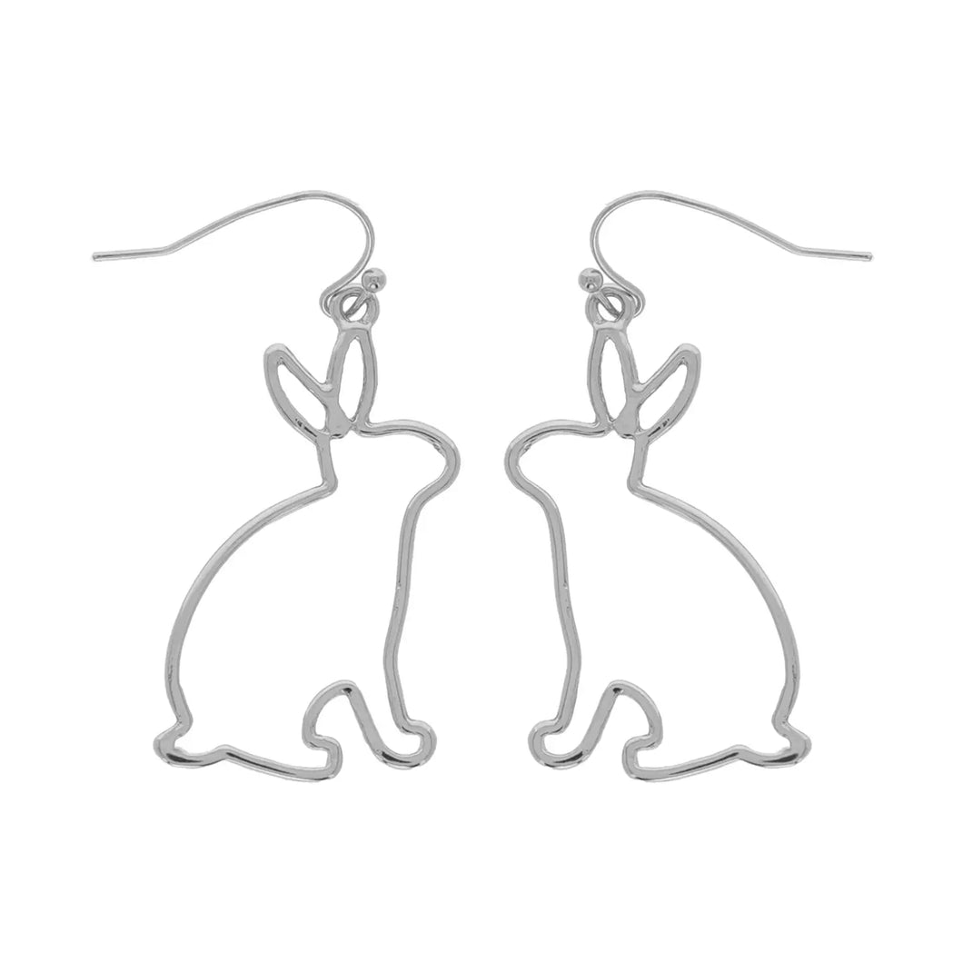 Easter Rabbit Shaped Outline Dangle Earrings