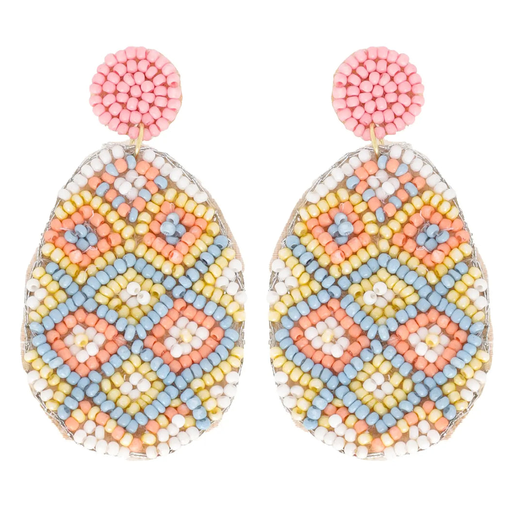 2-Tier Easter Egg Beaded Embroidery Earrings