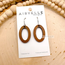 Load image into Gallery viewer, Minimalist Oval Wood Hoop Earrings

