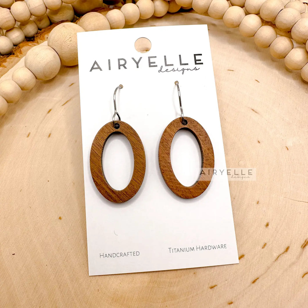 Minimalist Oval Wood Hoop Earrings