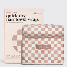 Load image into Gallery viewer, XL Quick Dry Hair Towel Wrap - Terracotta Checker
