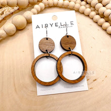 Load image into Gallery viewer, Round Cut Out Wood Hoop Earring
