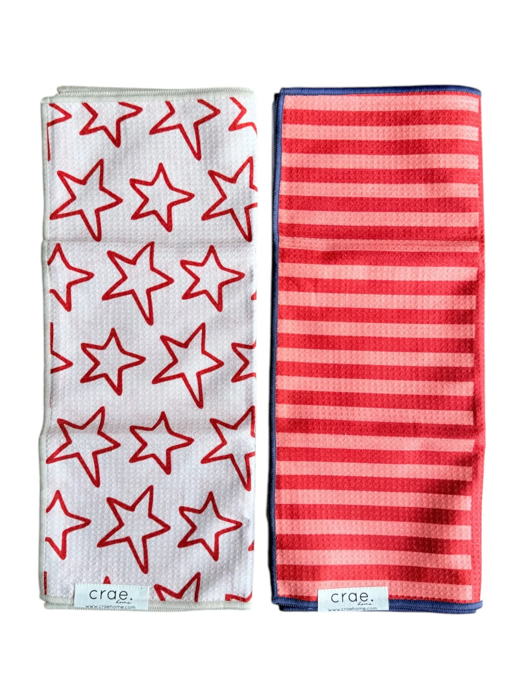 Stars & Stripes On Stripes: 2 Double Sided-Hand Towels