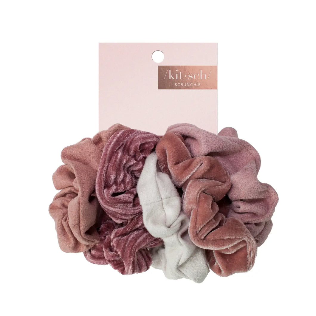 KITSCH: Velvet Scrunchies - Blush/Mauve